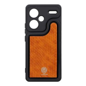 قاب Solid Case منحنی پوست ماری Xiaomi Redmi Note 13 Pro Plus - قهوه ای روشن