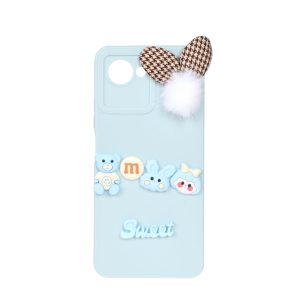 قاب برجسته عروسکی پشمی Sweet مدل Realme C30 / C30s - آبی روشن