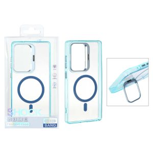 قاب اورجینال Bracket کریستالی MagSafe لنز آلومینیومی Samsung Galaxy S25 Ultra - سبزآبی (پک دار)