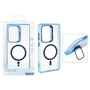 قاب اورجینال Bracket کریستالی MagSafe لنز آلومینیومی Samsung Galaxy S25 Ultra - آبی (پک دار)