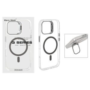 قاب اورجینال Q Series Bracket کریستالی Magsafe لنز استندشو Apple iPhone 16 - خاکستری (پک دار)