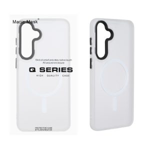 قاب اورجینال Magic Mask مات Magsafe بلک لنز Samsung Galaxy S25 FE - سفید (پک دار)