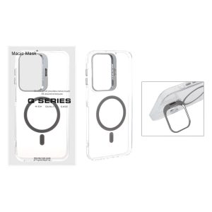 قاب اورجینال Q Series Bracket کریستالی Magsafe لنز استندشو Samsung Galaxy A17 / A16 / A26 - خاکستری (پک دار)