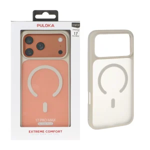 قاب اورجینال Puloka مات MagSafe دور رنگی Apple iPhone 17 Pro Max / iPhone 18 Pro Max - کرم (پک دار)