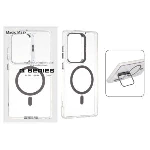 قاب اورجینال Q Series Bracket کریستالی Magsafe لنز استندشو Samsung Galaxy S25 Ultra - خاکستری (پک دار)