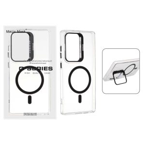 قاب اورجینال Q Series Bracket کریستالی Magsafe لنز استندشو Samsung Galaxy S25 Ultra - مشکی (پک دار)