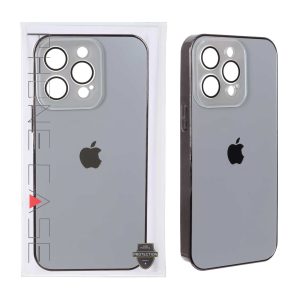 قاب PVD لوگودار MagSafe محافظ لنز شیشه ای گلس دار Apple iPhone 14 Pro Max - خاکستری (پک دار)