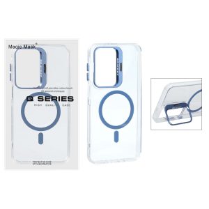 قاب اورجینال Q Series Bracket کریستالی Magsafe لنز استندشو Samsung Galaxy A17 / A16 / A26 - آبی (پک دار )