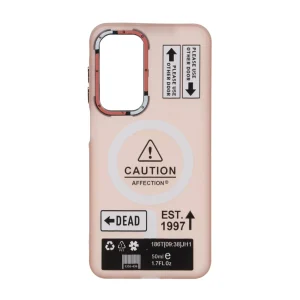 قاب Caution مات طرح مگ سیف دکمه متال Samsung Galaxy A17 / A26 - صورتی