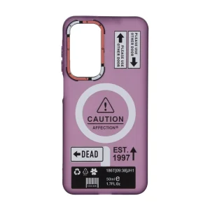قاب Caution مات طرح مگ سیف دکمه متال Samsung Galaxy A17 / A26 - ارغوانی