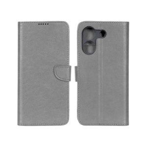 کیف چرمی موبایل مگنتی محافظ لنزدار KRF مدل Xiaomi Poco M7 Pro 5G - طوسی