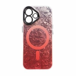 قاب ice طرح مگ سیف دور مات لنز شفاف Apple iPhone 16 - قرمز