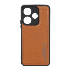قاب طرح چرم AMG محافظ لنزدار Xiaomi Redmi 13X / Redmi 13 4G / Poco M6 4G - عسلی