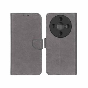 کیف چرمی موبایل مگنتی محافظ لنزدار KRF مدل Honor X9d - طوسی