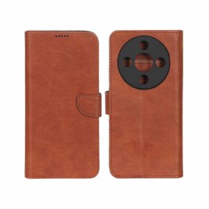 کیف چرمی موبایل مگنتی محافظ لنزدار KRF مدل Honor X9d - قهوه ای