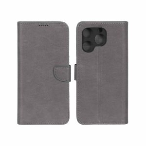 کیف چرمی موبایل مگنتی محافظ لنزدار KRF مدل Realme C61 - طوسی