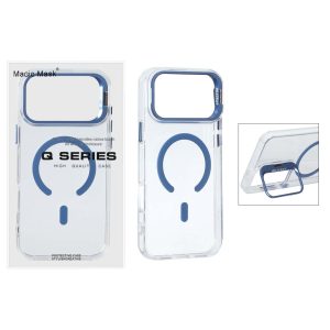 قاب اورجینال Q Series Bracket کریستالی Magsafe لنز استندشو Apple iPhone 17 Pro / iPhone 18 Pro - آبی (پک دار)