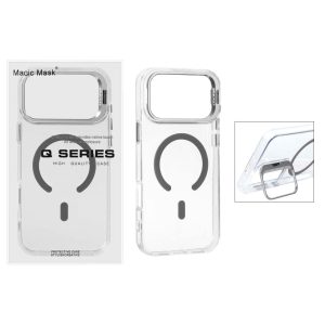 قاب اورجینال Q Series Bracket کریستالی Magsafe لنز استندشو Apple iPhone 17 Pro / iPhone 18 Pro - خاکستری (پک دار)