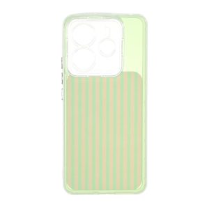 قاب مستطیلی Stripe لنز شفاف Xiaomi Redmi Note 14 4G - سبز
