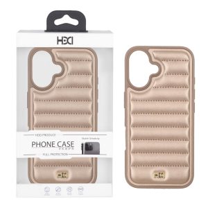 قاب اورجینال HDD چرم پافری طرح دوخت Apple iPhone 16 - طلایی (پک دار)