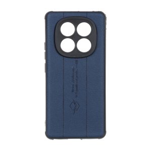 قاب چرمی Text طرح دوخت محافظ لنزدار Xiaomi Redmi Note 14 Pro 4G - سرمه ای