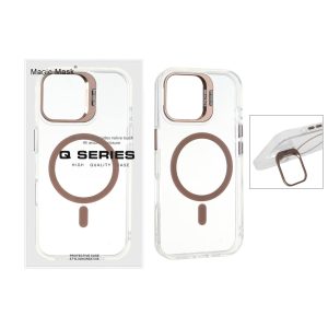 قاب اورجینال Q Series Bracket کریستالی Magsafe لنز استندشو Apple iPhone 16 - قهوه ای (پک دار)