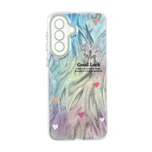 قاب اطلسی Good Luck پاپیون نگینی محافظ لنز رنگی Samsung Galaxy A37 / A56 / A36 - سبز روشن