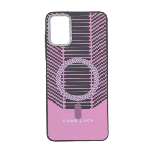 قاب Good Luck هاشور دار لنز کربن طرح مگ سیف Samsung Galaxy A06 - صورتی