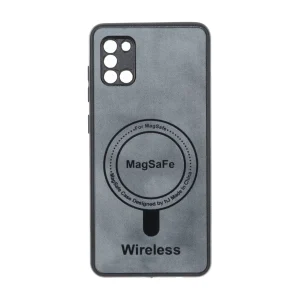 قاب Wireless طرح مگ سیف محافظ لنز برجسته Samsung Galaxy A31 - خاکستری