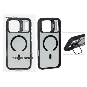 قاب اورجینال Bracket Unique Case مات Magsafe لنز آلومینیومی استندشو Apple iPhone 17 Pro Max - مشکی (پک دار)
