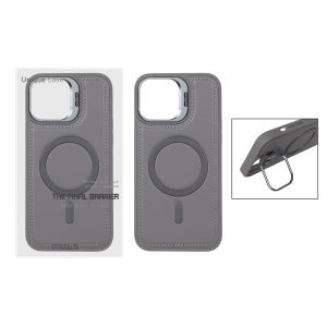 قاب Bracket چرمی دور دوخت MagSafe لنز استندشو Apple iPhone 13 Pro Max - خاکستری (پک دار)