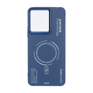 قاب Armor لنز متال Texture طرح مگ سیف Xiaomi Redmi 13X / Redmi 13 4G / Poco M6 4G - سرمه ای