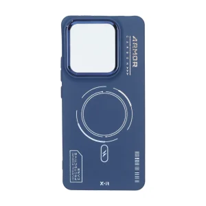 قاب Armor لنز متال Texture طرح مگ سیف Xiaomi Poco M7 Pro 5G - سرمه ای