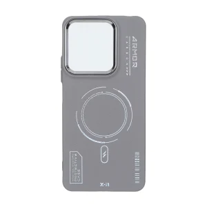 قاب Armor لنز متال Texture طرح مگ سیف Xiaomi Redmi Note 13 4G - خاکستری