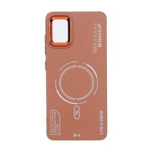 قاب Armor لنز متال Texture طرح مگ سیف Samsung Galaxy A51 / M40s - قهوه ای