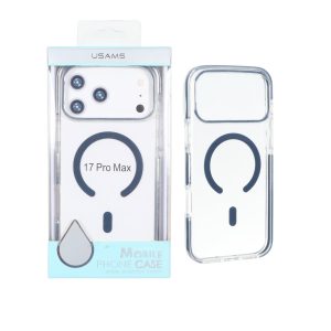 قاب اورجینال Usams پشت سخت شفاف MagSafe دور رنگی Apple iPhone 17 Pro Max / iPhone 18 Pro Max - سرمه ای (پک دار)