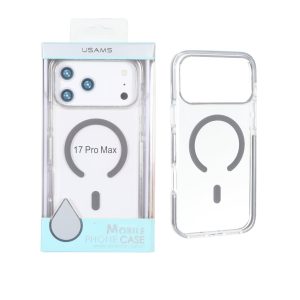 قاب اورجینال Usams پشت سخت شفاف MagSafe دور رنگی Apple iPhone 17 Pro Max / iPhone 18 Pro Max - خاکستری (پک دار)