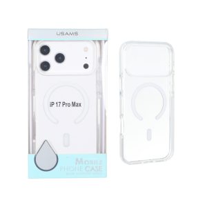 قاب اورجینال Usams پشت سخت شفاف MagSafe دور رنگی Apple iPhone 17 Pro Max / iPhone 18 Pro Max - سفید (پک دار)