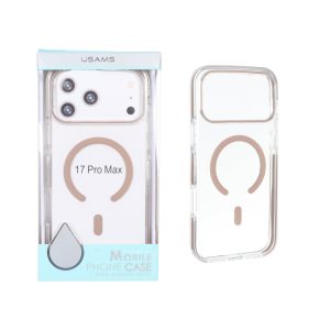 قاب اورجینال Usams پشت سخت شفاف MagSafe دور رنگی Apple iPhone 17 Pro Max / iPhone 18 Pro Max - صحرایی (پک دار)