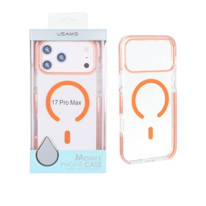 قاب اورجینال Usams پشت سخت شفاف MagSafe دور رنگی Apple iPhone 17 Pro Max / iPhone 18 Pro Max - نارنجی (پک دار)