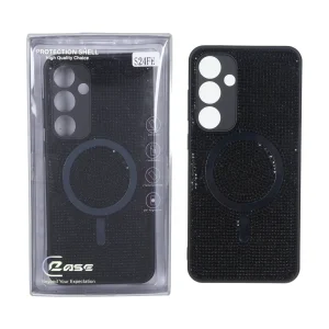 قاب C Case نگین دار MagSafe هولوگرامی محافظ لنزدار Samsung Galaxy S24 FE - مشکی (پک دار)