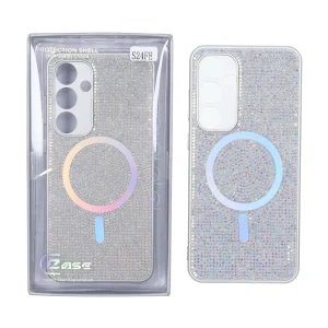 قاب C Case نگین دار MagSafe هولوگرامی محافظ لنزدار Samsung Galaxy S24 FE - هفت رنگ (پک دار)