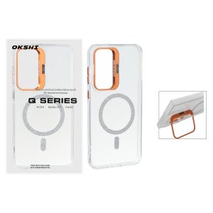 قاب Bracket شفاف Magsafe اکلیلی Samsung Galaxy S24 FE - نارنجی (پک دار)