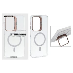 قاب Bracket شفاف Magsafe اکلیلی Samsung Galaxy A17 / A26 - قهوه ای (پک دار)