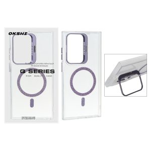 قاب Bracket شفاف Magsafe اکلیلی Samsung Galaxy S23 Ultra - بنفش (پک دار)