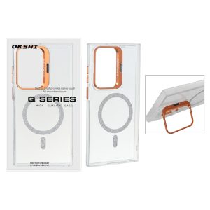قاب Bracket شفاف Magsafe اکلیلی Samsung Galaxy S23 Ultra - نارنجی (پک دار)