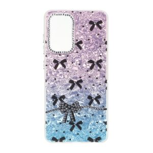 قاب ice پاپیونی نگین دار دور مات Samsung Galaxy A52 / A52s - صورتی آبی