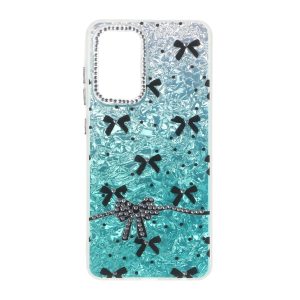 قاب ice پاپیونی نگین دار دور مات Samsung Galaxy A52 / A52s - سبزآبی