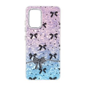قاب ice پاپیونی نگین دار دور مات Samsung Galaxy A32 4G - صورتی آبی