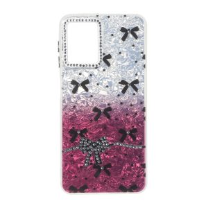 قاب ice پاپیونی نگین دار دور مات Samsung Galaxy A22 4G / M22 / M32 4G / F22 - زرشکی